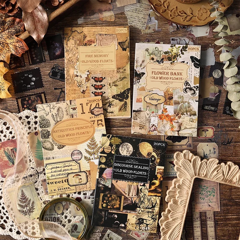 Vintage Collectible Books - 20 Fogli di Adesivi Vintage Fustellati,